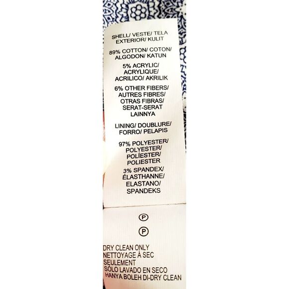 LUCKY BRAND Blazer Navy/Ivory Nubby Txtr Tweed Lined Button Close WOM MED Jacket - Picture 10 of 10